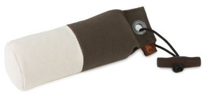 Huvudbild Tygdummy Ca 250 g Khaki/vit Plasthandtag Totallängd utan handtag ca 19 cm Diameter ca 6 cm