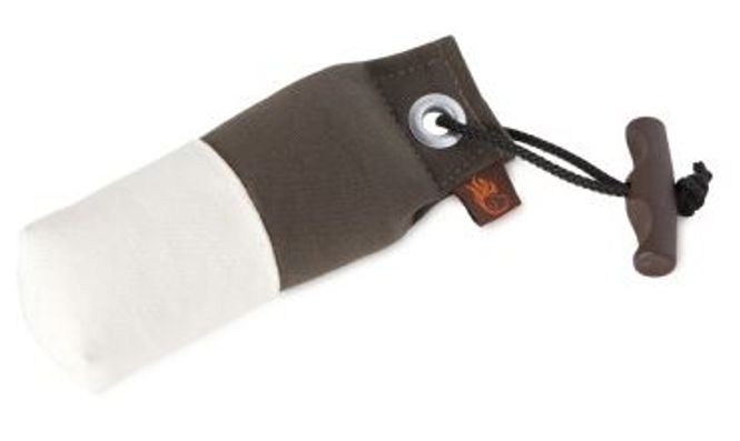 Huvudbild Tygdummy Ca 150 g Khaki/vit Plasthandtag Totallängd utan handtag ca 15,5 cm Diameter ca 5 cm