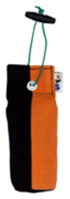 Huvudbild Tygdummy Ca 250 g Svart/orange Plasthandtag  Totallängd utan handtag ca 19 cm Diameter ca 6,5 cm